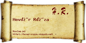 Hevér Róza névjegykártya